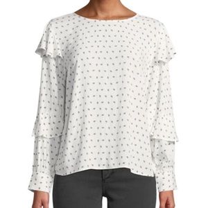 Velvet Heart Black & White Feather Print Blouse